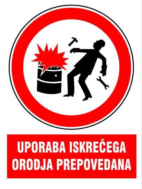 Prepovedana uporaba iskrečega orodja (različne velikosti)