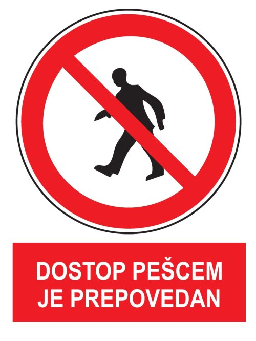 Prepovedan dostop pešcem (različne velikosti)