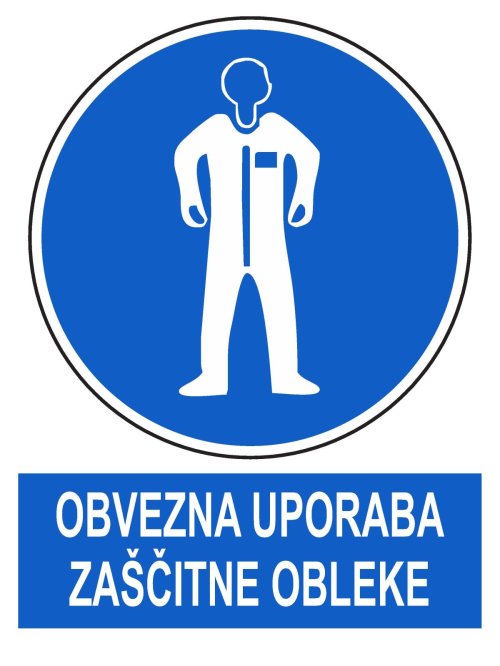 Obvezna uporaba zaščitne obleke (različne velikosti)