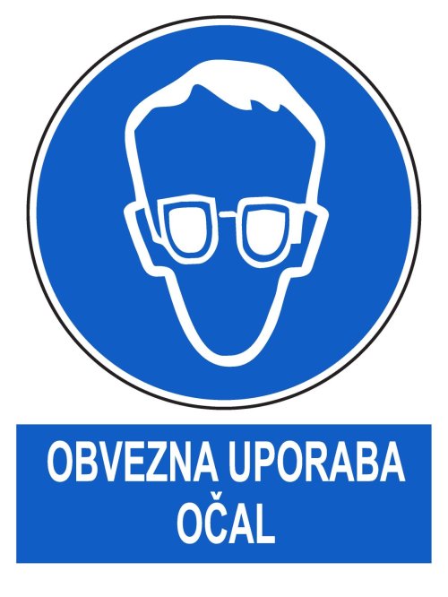 Obvezna uporaba zaščitnih očal (različne velikosti)