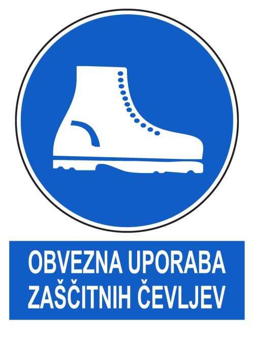 Obvezna uporaba zaščitnih čevljev (različne velikosti)