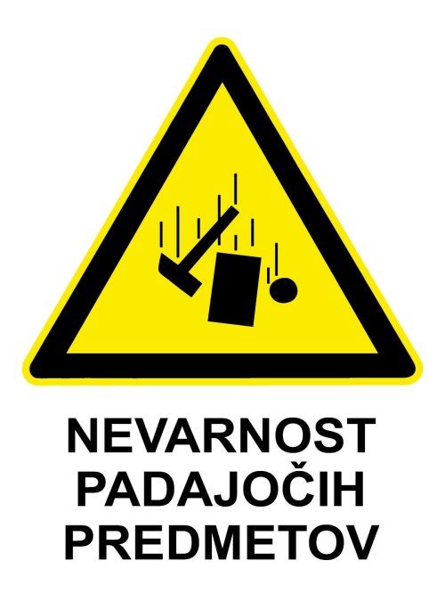 Nevarnost padajočih predmetov (različne velikosti)